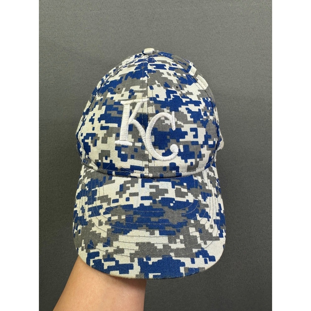 Kansas City Royals‎ Hat Youth KC Digital Camo Baseball Blue Grey Adjustable Cap